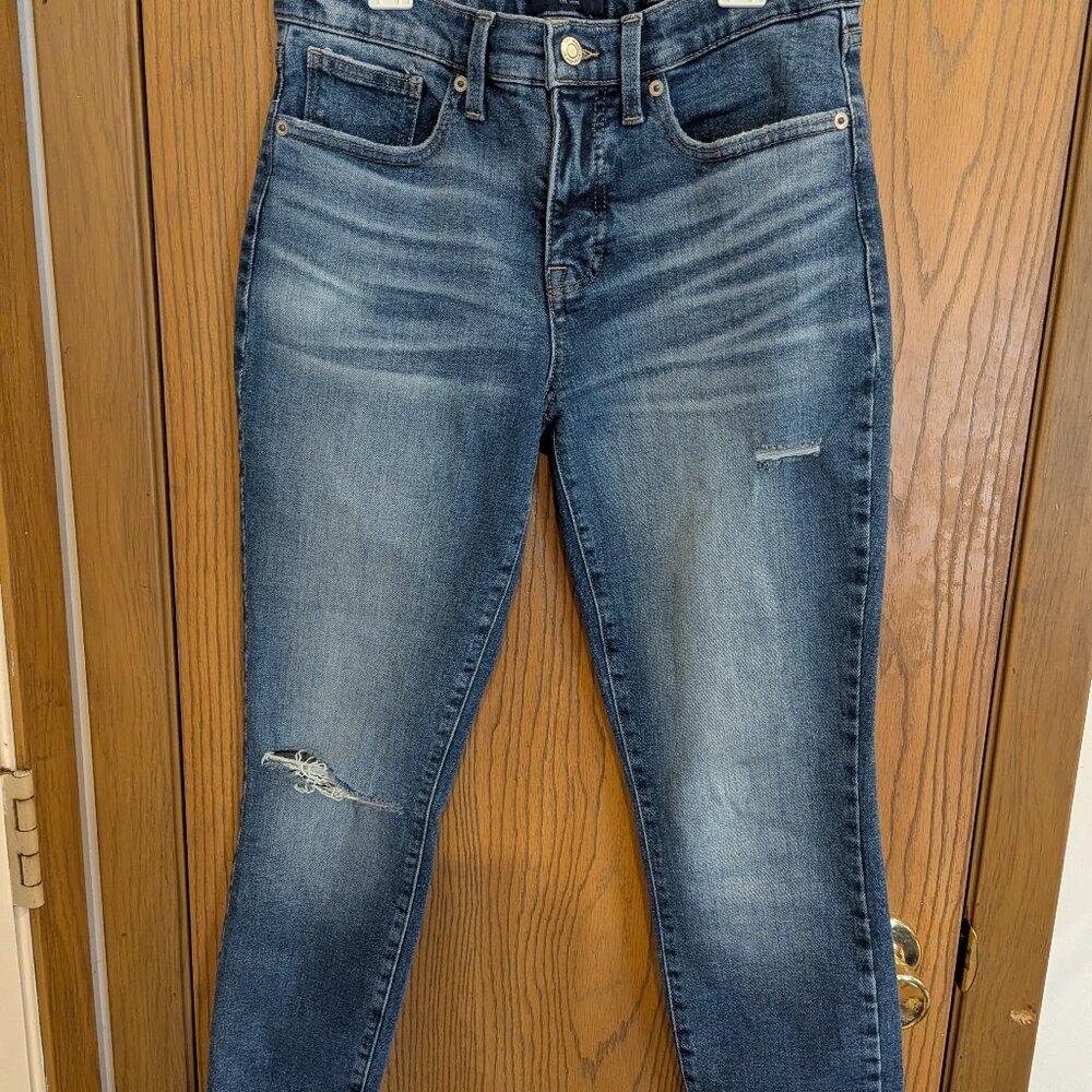 Lucky Brand Distressed Comfort Stretch Denim Blue Jeans Raw Hem-6/28 Ankle